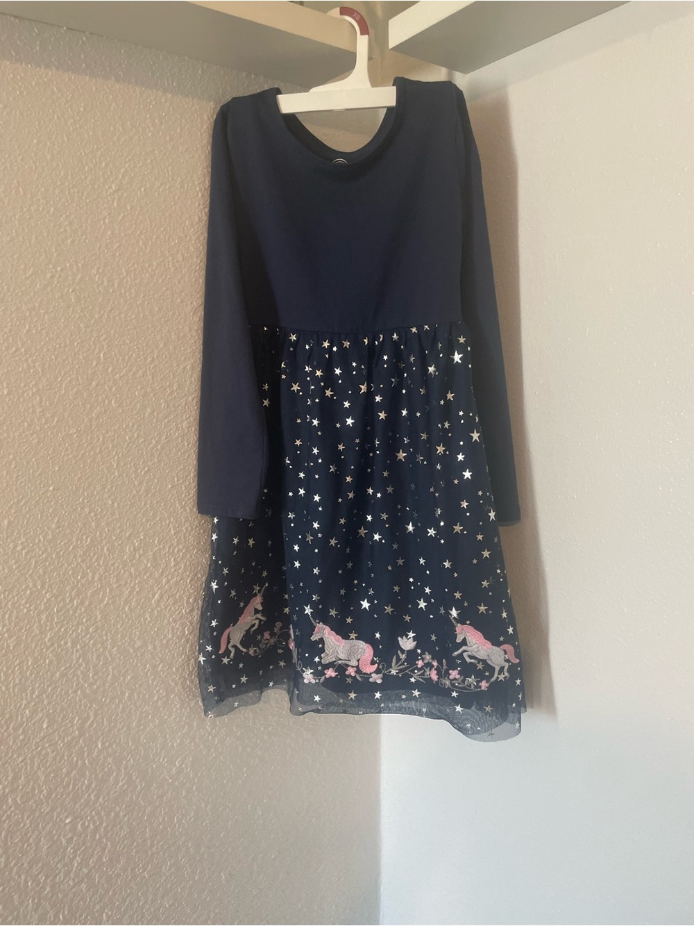 wonder nation Navy Star & Pink Unicorn Tulle Dress